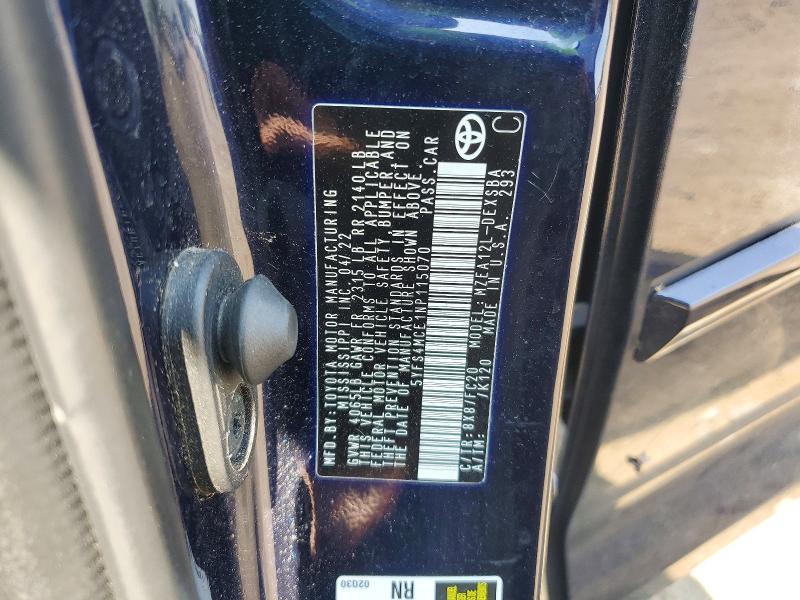 Aukcja sprzedaży 2022 Toyota Corolla, vin: 5YFS4MCE1NP115070, numer aukcji: 59237366