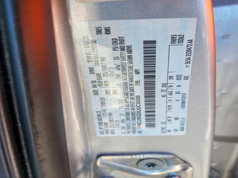 60710306 :رقم المزاد ، 1FMCU9GDXJUC36689 vin ، 2018 Ford Escape مزاد بيع