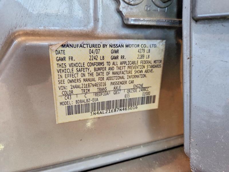 Продажа на аукционе авто 2007 Nissan Altima, vin: 1N4AL21E87N465016, номер лота: 59176636