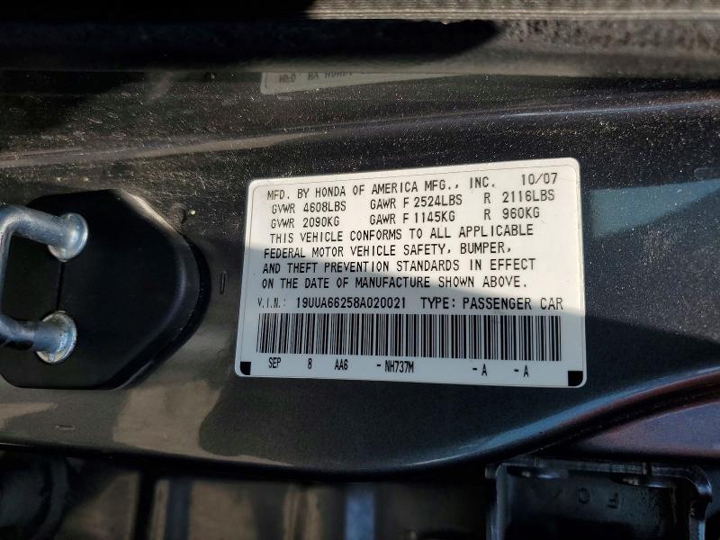 Aukcja sprzedaży 2008 Acura Tl, vin: 19UUA66258A020021, numer aukcji: 59274926