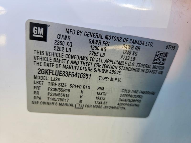 61012976 :رقم المزاد ، 2GKFLUE33F6416351 vin ، 2015 Gmc Terrain مزاد بيع