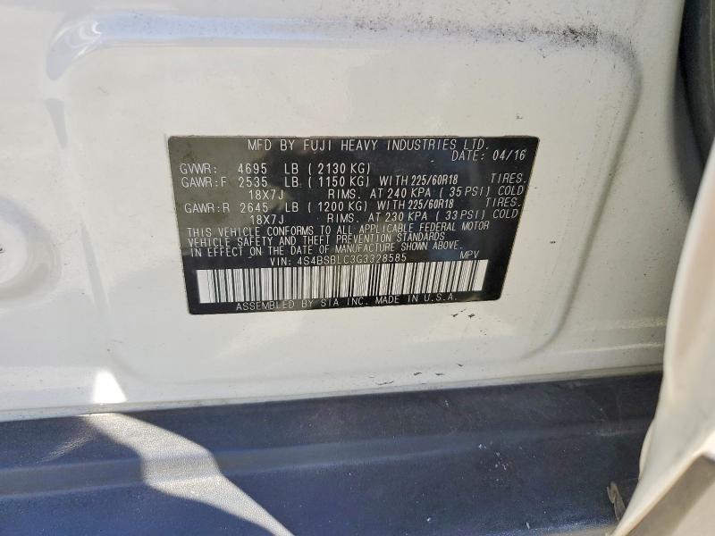 Aukcja sprzedaży 2016 Subaru Outback, vin: 4S4BSBLC3G3328585, numer aukcji: 61328256