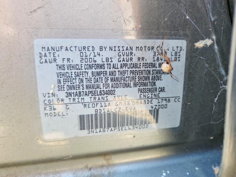 Aukcja sprzedaży 2014 Nissan Sentra, vin: 3N1AB7AP5EL634002, numer aukcji: 61322876