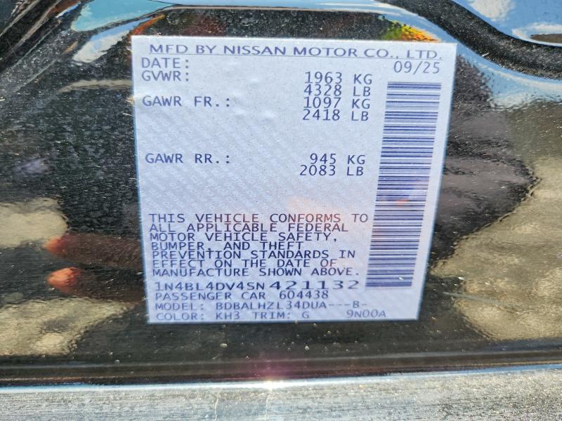 Продаж на аукціоні авто 2025 Nissan Altima, vin: 1N4BL4DV4SN421132, номер лоту: 62402146