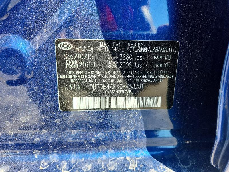 63362916 :رقم المزاد ، 5NPDH4AEXGH758291 vin ، 2016 Hyundai Elantra مزاد بيع