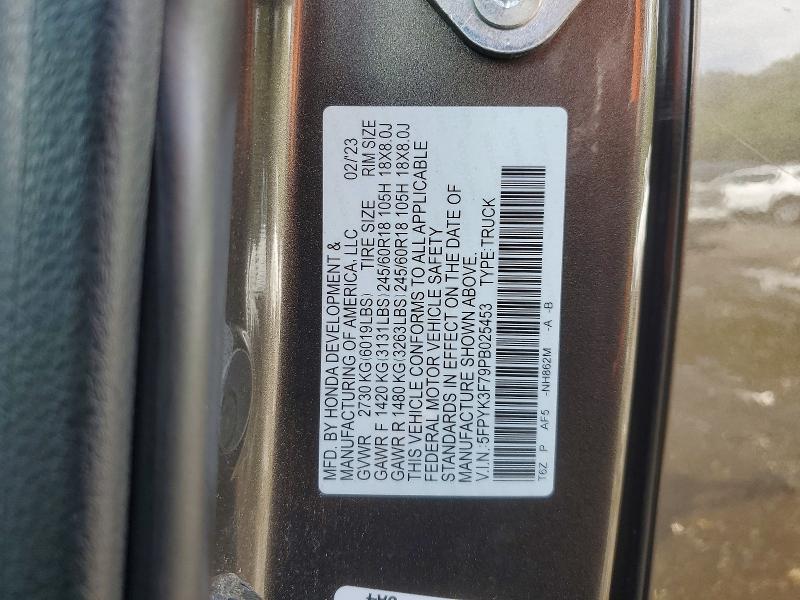 2023 Honda Ridgeline მანქანა იყიდება აუქციონზე, vin: 5FPYK3F79PB025453, აუქციონის ნომერი: 61737996