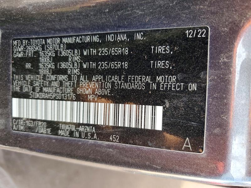 Продаж на аукціоні авто 2023 Toyota Highlander, vin: 5TDKDRAH5PS013176, номер лоту: 61974886