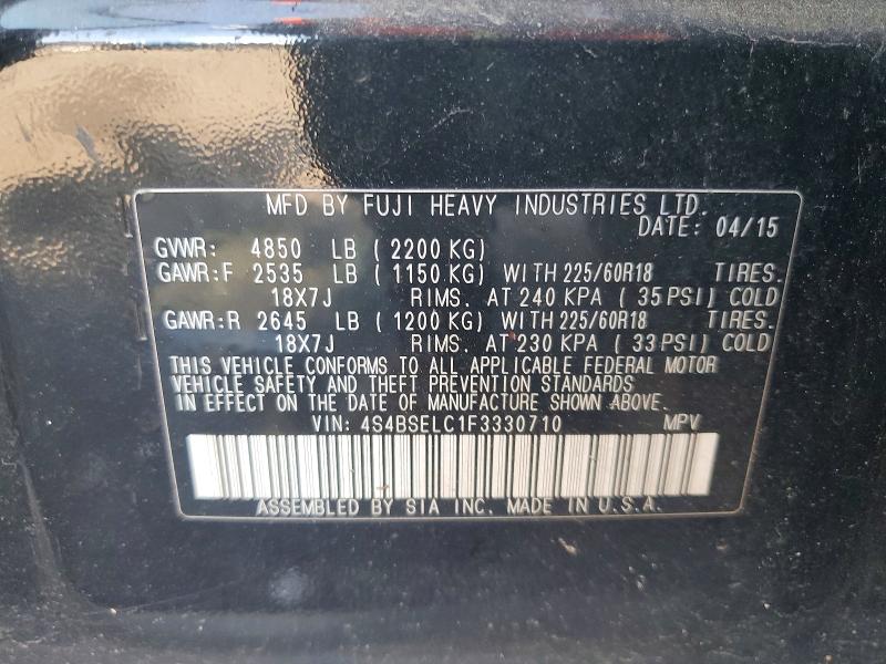 Продаж на аукціоні авто 2015 Subaru Outback, vin: 4S4BSELC1F3330710, номер лоту: 59191846