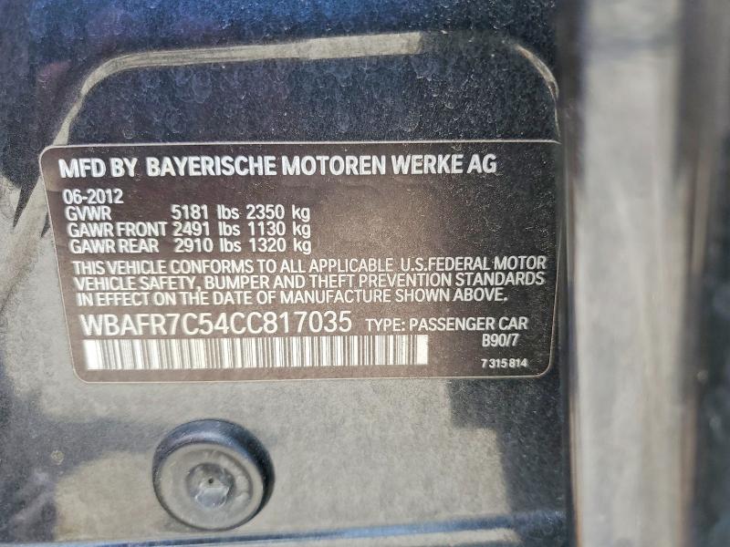 Aukcja sprzedaży 2012 Bmw 535, vin: WBAFR7C54CC817035, numer aukcji: 60227146