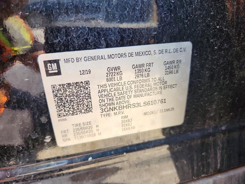 60251066 :رقم المزاد ، 3GNKBHRS3LS610761 vin ، 2020 Chevrolet Blazer مزاد بيع
