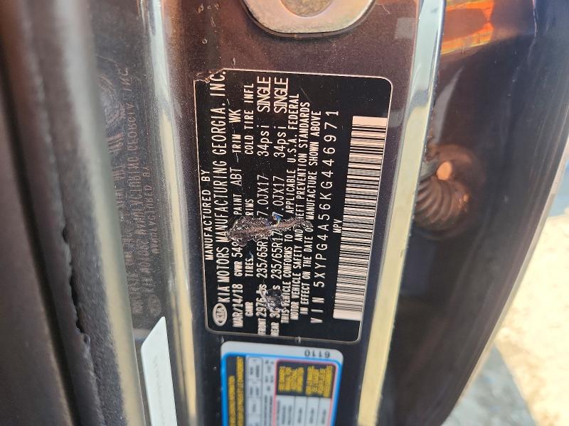 Aukcja sprzedaży 2019 Kia Sorento, vin: 5XYPG4A56KG446971, numer aukcji: 59851056