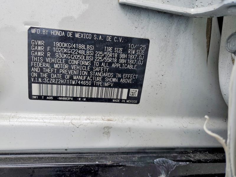 Продажа на аукционе авто 2026 Honda Hr-v, vin: 3CZRZ2H71TM744650, номер лота: 60011496
