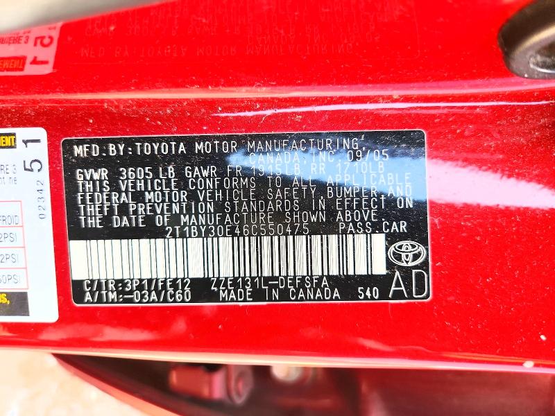 2006 Toyota Corolla მანქანა იყიდება აუქციონზე, vin: 2T1BY30E46C550475, აუქციონის ნომერი: 62342946