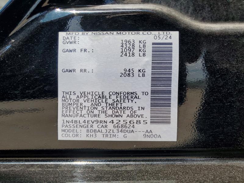 Aukcja sprzedaży 2024 Nissan Altima, vin: 1N4BL4EV9RN425685, numer aukcji: 59678266