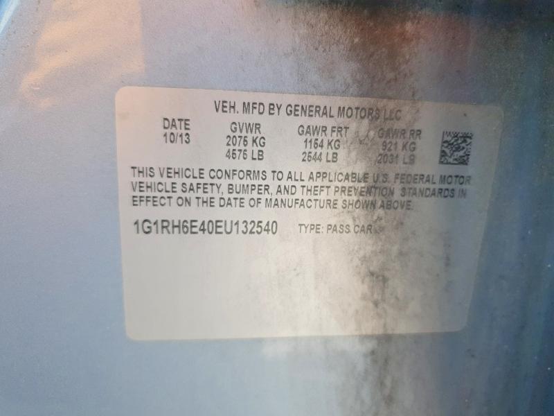 2014 Chevrolet Volt მანქანა იყიდება აუქციონზე, vin: 1G1RH6E40EU132540, აუქციონის ნომერი: 61356706