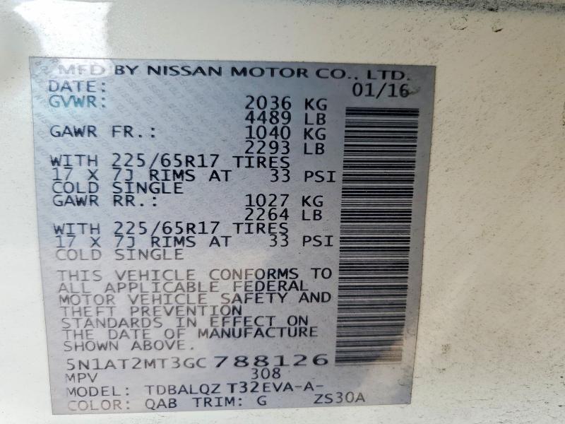 Продажа на аукционе авто 2016 Nissan Rogue, vin: 5N1AT2MT3GC788126, номер лота: 60700446