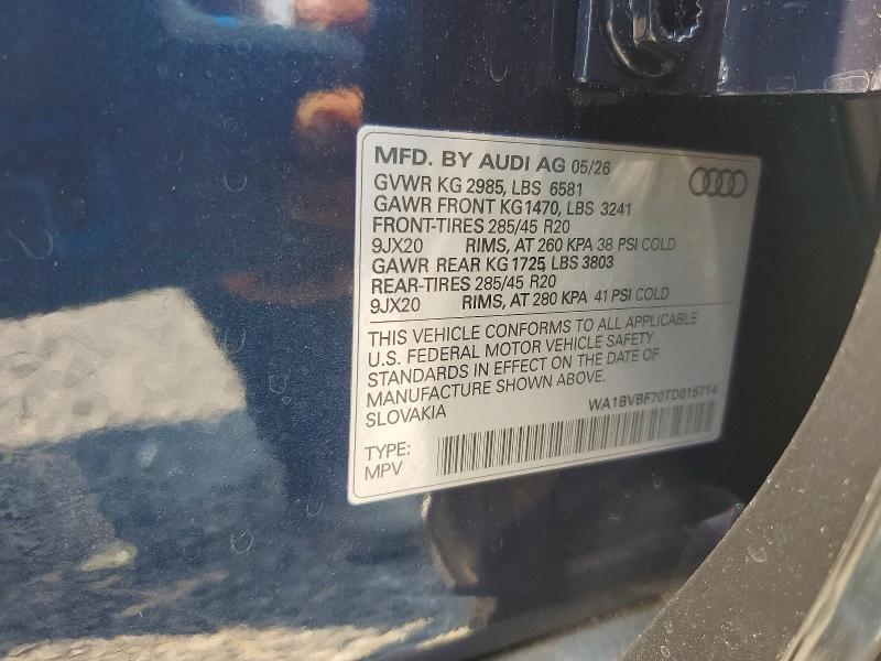 Продаж на аукціоні авто 2026 Audi Q7, vin: WA1BVBF70TD015714, номер лоту: 63038016