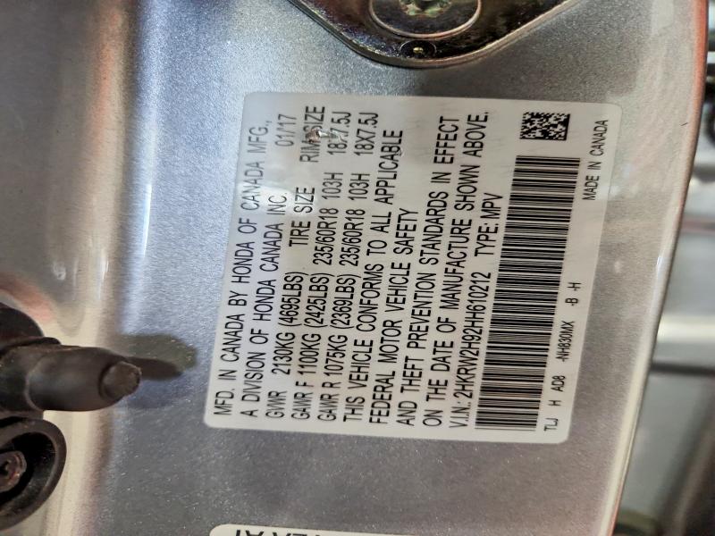 Продажа на аукционе авто 2017 Honda Cr-v, vin: 2HKRW2H92HH610212, номер лота: 61437136
