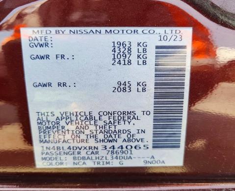 62849746 :رقم المزاد ، 1N4BL4DVXRN344065 vin ، 2024 Nissan Altima مزاد بيع