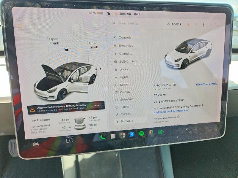 62313526 :رقم المزاد ، 5YJ3E1EA4MF873165 vin ، 2021 Tesla Model 3 مزاد بيع
