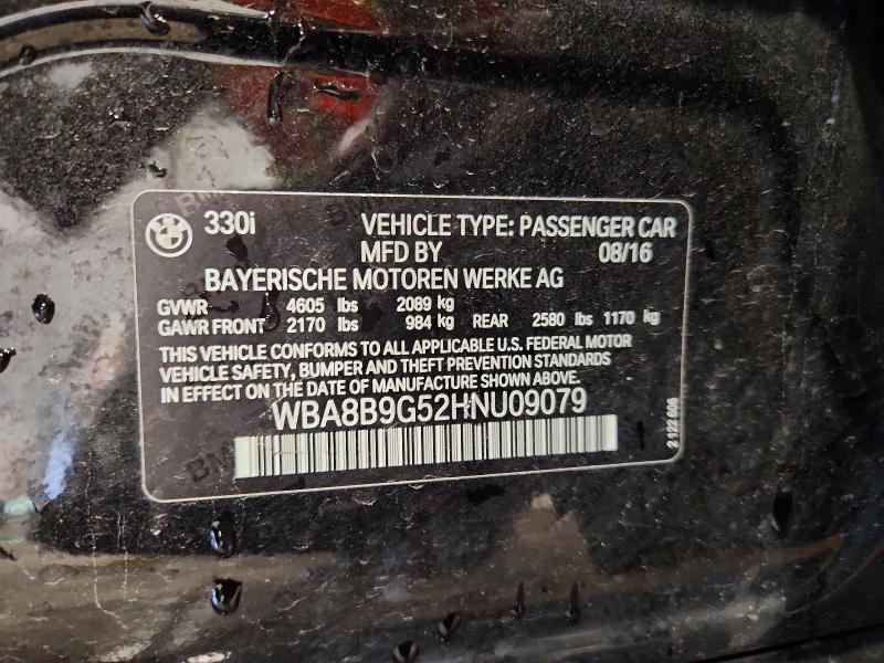2017 Bmw 330 მანქანა იყიდება აუქციონზე, vin: WBA8B9G52HNU09079, აუქციონის ნომერი: 60135076