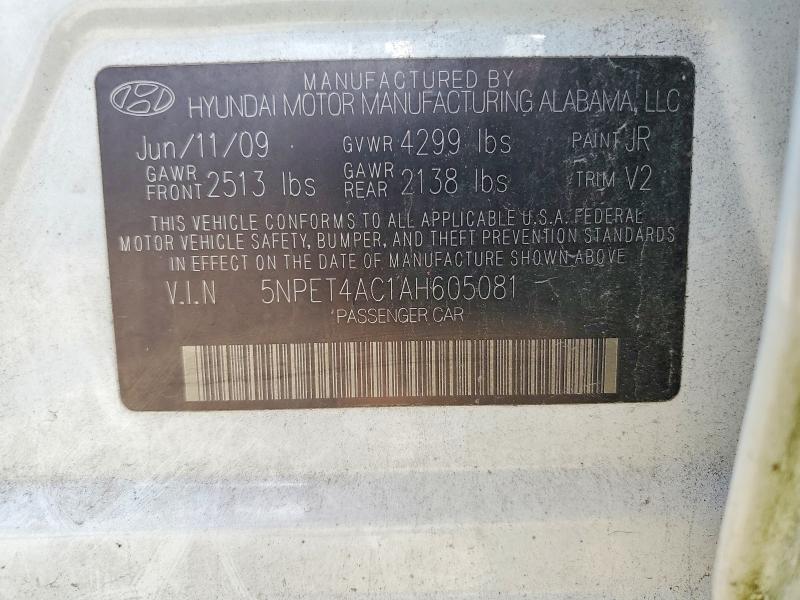 Aukcja sprzedaży 2010 Hyundai Sonata, vin: 5NPET4AC1AH605081, numer aukcji: 60898696
