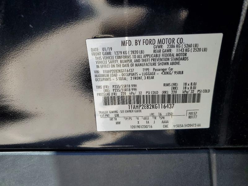 Aukcja sprzedaży 2019 Ford Taurus, vin: 1FAHP2E82KG116437, numer aukcji: 60491686