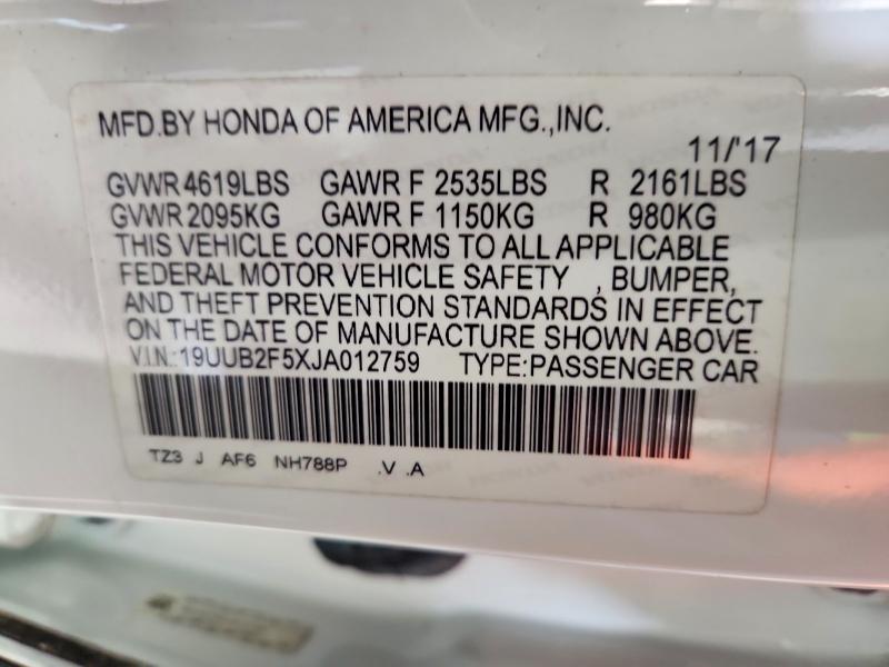 60953016 :رقم المزاد ، 19UUB2F5XJA012759 vin ، 2018 Acura Tlx مزاد بيع