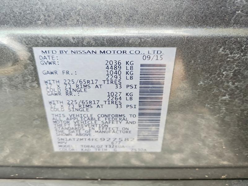 61887396 :رقم المزاد ، 5N1AT2MT4FC927582 vin ، 2015 Nissan Rogue مزاد بيع