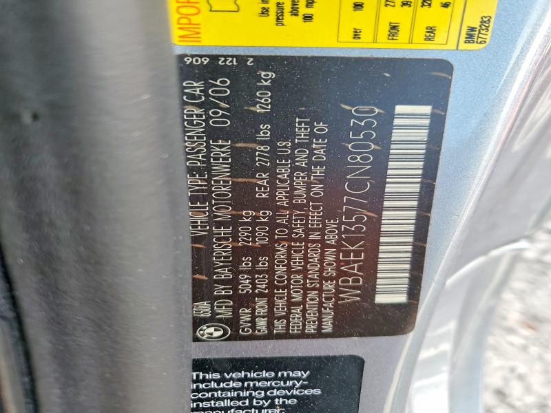 Продаж на аукціоні авто 2007 Bmw 650, vin: WBAEK13577CN80530, номер лоту: 60286716