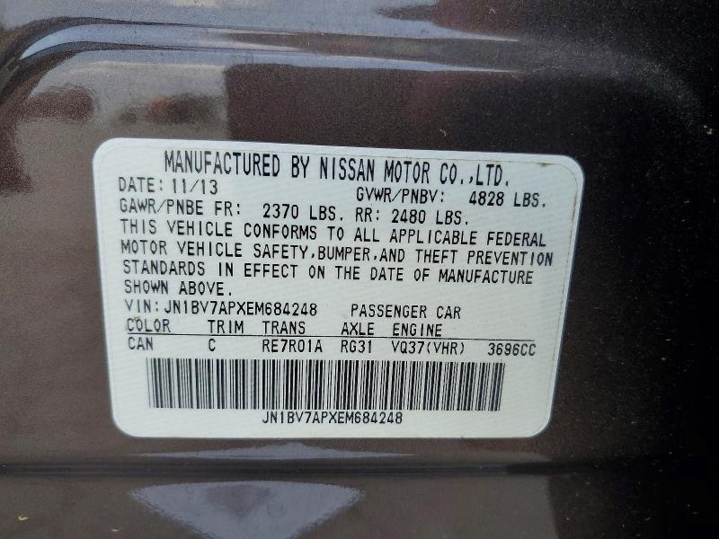 Auction sale of the 2014 Infiniti Q50, vin: JN1BV7APXEM684248, lot number: 62993636