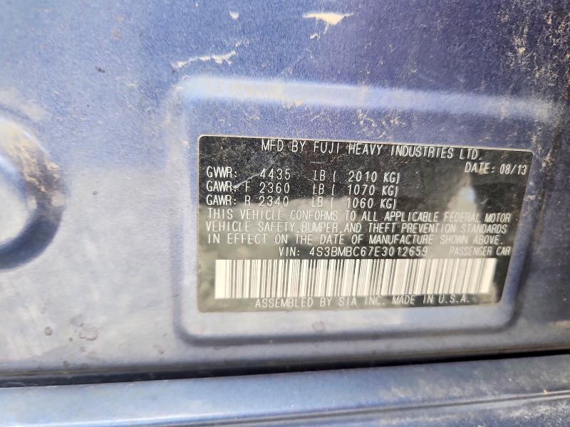 Aukcja sprzedaży 2014 Subaru Legacy, vin: 4S3BMBC67E3012659, numer aukcji: 60481296