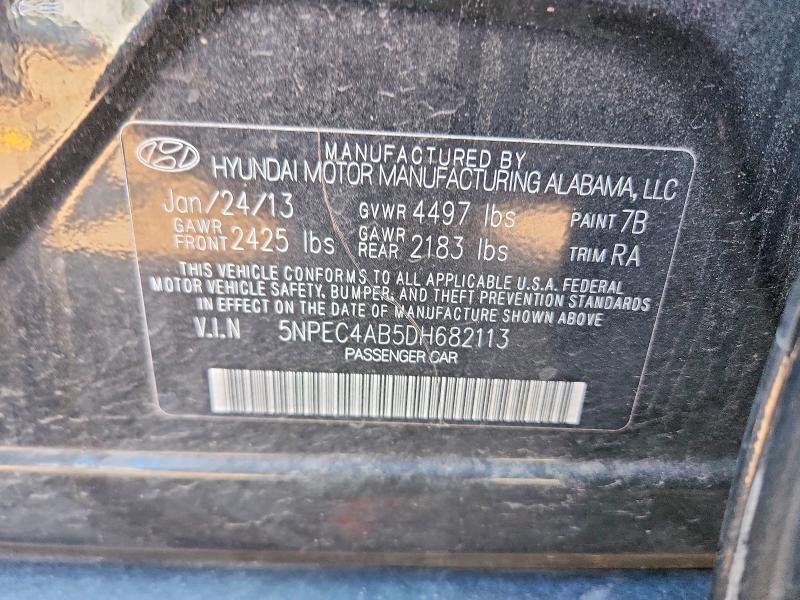 2013 Hyundai Sonata მანქანა იყიდება აუქციონზე, vin: 5NPEC4AB5DH682113, აუქციონის ნომერი: 59575676