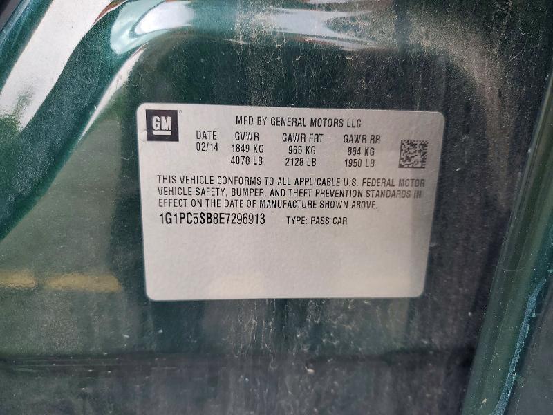59877766 :رقم المزاد ، 1G1PC5SB8E7296913 vin ، 2014 Chevrolet Cruze مزاد بيع