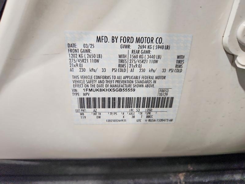 Aukcja sprzedaży 2025 Ford Explorer, vin: 1FMUK8KHXSGB55559, numer aukcji: 61975676