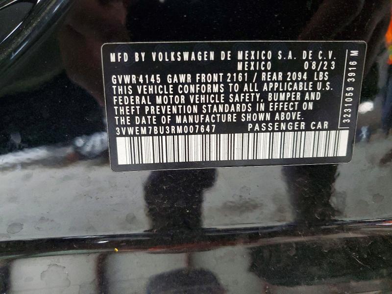 Aukcja sprzedaży 2024 Volkswagen Jetta, vin: 3VWEM7BU3RM007647, numer aukcji: 60812826