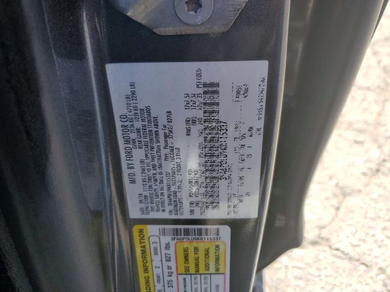 Продажа на аукционе авто 2019 Ford Fusion, vin: 3FA6P0LU9KR115337, номер лота: 60467526