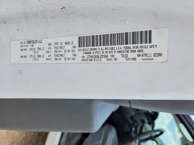 59270196 :رقم المزاد ، 1D7HA16K68J237604 vin ، 2008 Dodge Ram 1500 مزاد بيع