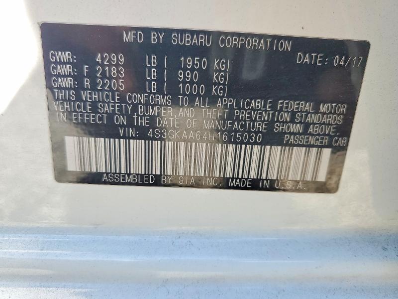 Aukcja sprzedaży 2017 Subaru Impreza, vin: 4S3GKAA64H1615030, numer aukcji: 59398496