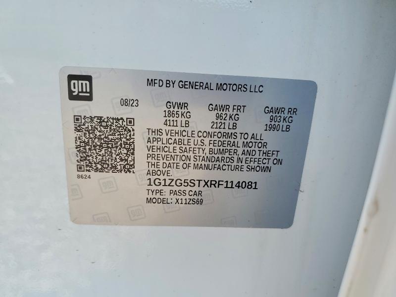 2024 Chevrolet Malibu მანქანა იყიდება აუქციონზე, vin: 1G1ZG5STXRF114081, აუქციონის ნომერი: 62485886