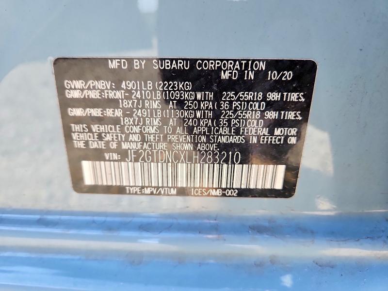 2020 Subaru Crosstrek მანქანა იყიდება აუქციონზე, vin: JF2GTDNCXLH283210, აუქციონის ნომერი: 62708626