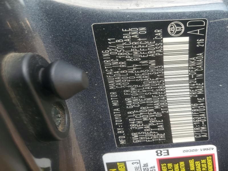 Aukcja sprzedaży 2011 Toyota Corolla, vin: 2T1BU4EE8BC571303, numer aukcji: 59686446
