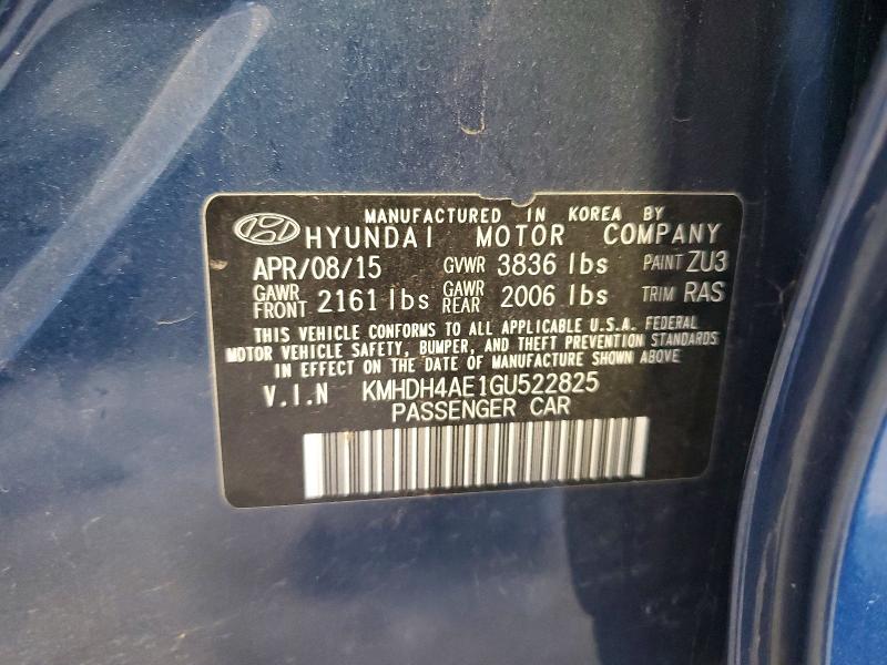 Aukcja sprzedaży 2016 Hyundai Elantra, vin: KMHDH4AE1GU522825, numer aukcji: 60596666