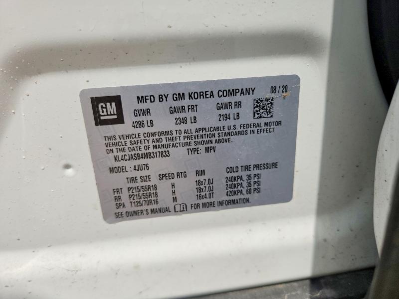 Auction sale of the 2021 Buick Encore, vin: KL4CJASB4MB317833, lot number: 61988176