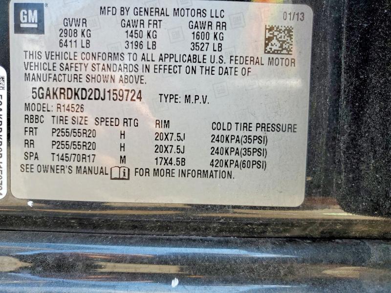 2013 Buick Enclave მანქანა იყიდება აუქციონზე, vin: 5GAKRDKD2DJ159724, აუქციონის ნომერი: 60596176