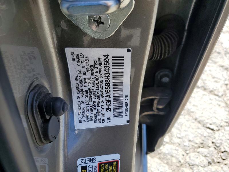 Продаж на аукціоні авто 2008 Honda Civic, vin: 2HGFA16588H343504, номер лоту: 61625916