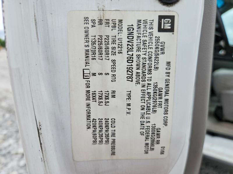 Aukcja sprzedaży 2006 Chevrolet Uplander, vin: 1GNDV23L76D192787, numer aukcji: 62297426
