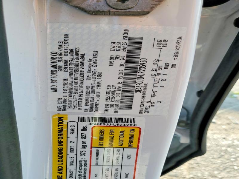 Продаж на аукціоні авто 2018 Ford Fusion, vin: 3FA6P0UU4JR235950, номер лоту: 60699756
