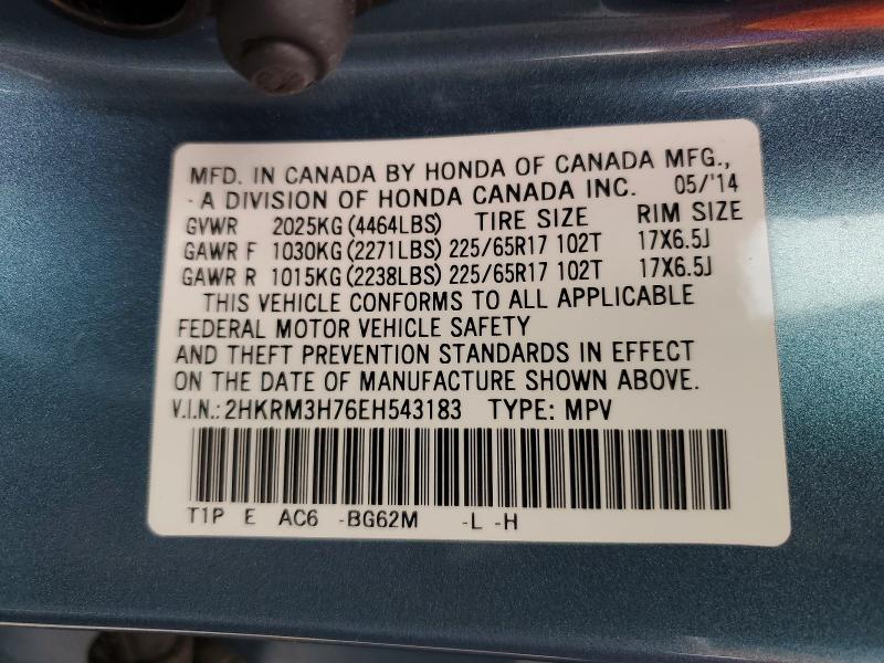Aukcja sprzedaży 2014 Honda Cr-v, vin: 2HKRM3H76EH543183, numer aukcji: 61374226