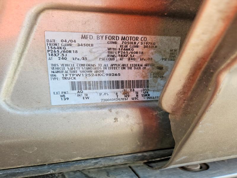 Aukcja sprzedaży 2004 Ford F150, vin: 1FTPW12524KC98265, numer aukcji: 59591036